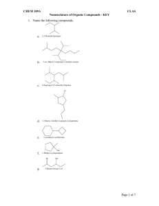 CHEM 109A CLAS Nomenclature of Organic Compounds