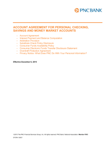 account agreement for personal checking, savings and