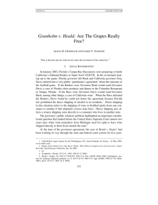 Granholm v. Heald: Are The Grapes Really Free?