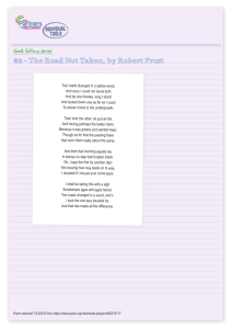 2 - The Road Not Taken, by Robert Frost