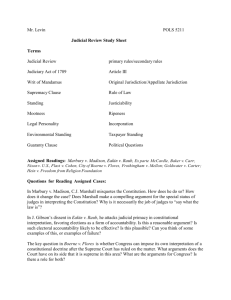 Mr. Levin POLS 5211 Judicial Review Study Sheet Terms Judicial