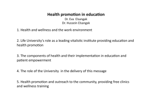 Health and Wellness Promotion in Work Environment and Education