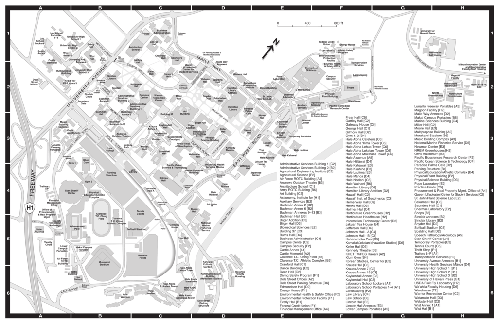 Map Of Uh Manoa Campus