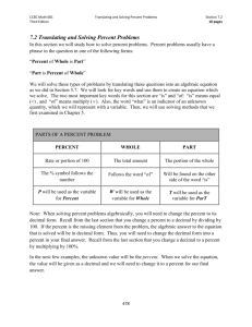7.2 Translating and Solving Percent Problems
