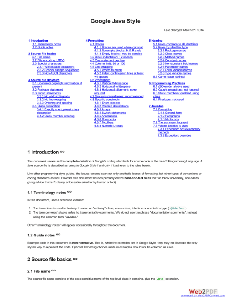 Google Java Style Open