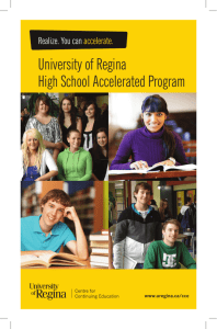 University of Regina High School Accelerated Program
