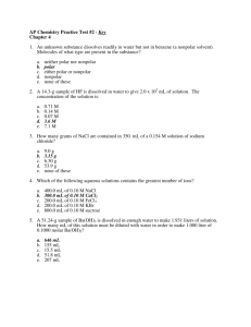 AP Chemistry Practice Test #2 - Key Chapter 4 1. An unknown