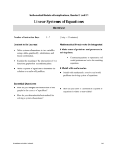 Linear Systems of Equations - Providence School Department
