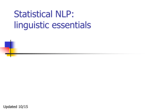 Statistical Natural Language Procesing: linguistic essentials