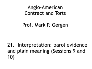 21. Interpretation and the Parol Evidence Rule (Sessions 9 and 10)