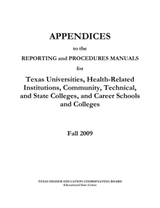 Appendices to the Reporting and Procedures Manual