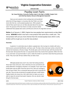 Payday Loan Facts - Publications and Educational Resources
