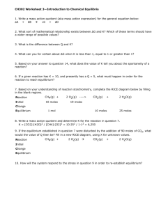 CH302 Worksheet 3—Introduction to Chemical Equilibria 1. Write a
