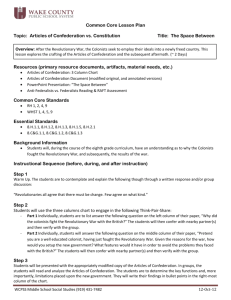 Common Core Lesson Plan Topic: Articles of Confederation vs