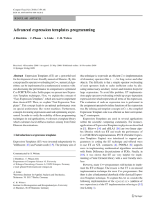 Advanced expression templates programming