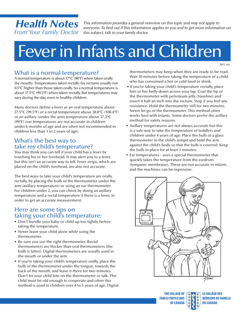 Underarm Temperature Chart For Infants