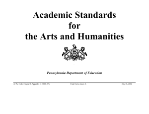 Academic Standards for the Arts and Humanities