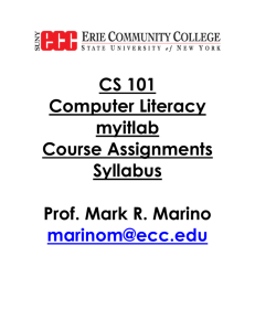 CS 101 Computer Literacy myitlab Course Assignments Syllabus