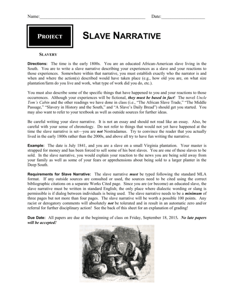 definition essay slave narratives