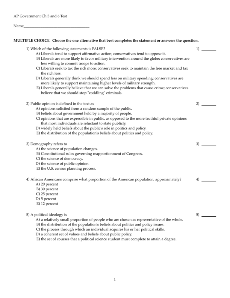 AP Government Ch 5 And 6 Test