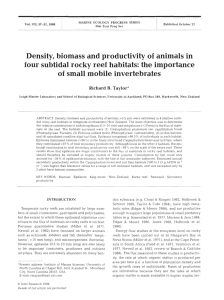 Density, biomass and productivity of animals in four subtidal rocky