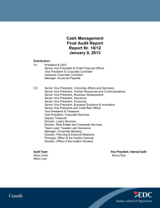 Cash Management - Final Audit Report - January 9, 2013