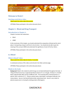 Welcome to Week 3 Chapter 6 - Blood and Drug Transport 6.1