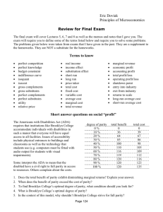 Eric Doviak Principles of Microeconomics Review for Final Exam