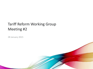 Tariff Reform Working Group Meeting #2