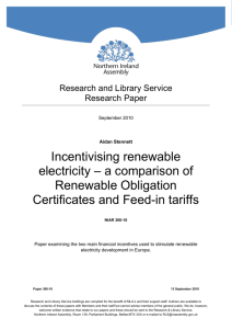 Incentivising renewable electricity