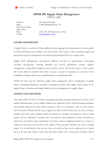 OPSM 305 Supply Chain Management