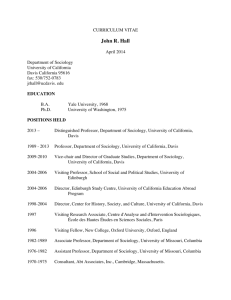 Vita, John Hall-current-web - Sociology Department at UC Davis