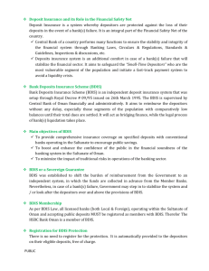 Deposit Insurance and its Role in the Financial Safety Net Deposit