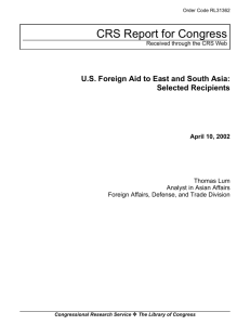US Foreign Aid to East and South Asia: Selected Recipients April 10
