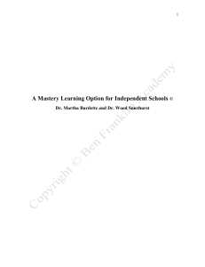 Independent Schools and Mastery Learning