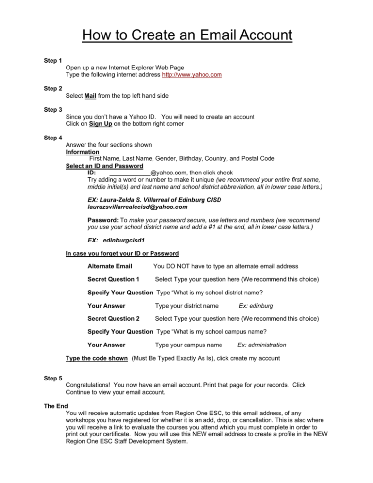 How To Create Email Id Step By Step Pdf