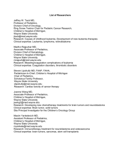 List of Researchers Jeffrey W. Taub MD, Professor of Pediatrics