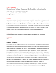 Mechanisms of Cultural Change and the Transition to Sustainability
