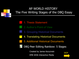 AP WORLD HISTORY The Five Writing Stages of the DBQ Essay