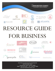 Resource Guide for Business - Dorchester County Economic