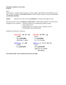 Inorganic Chemistry review sheet Exam #3 Ch. 9 Lewis acids (e