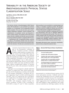 Variability in the American Society of Anesthesiologists Physical