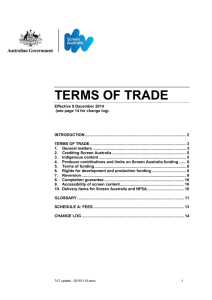 Screen Australia Terms of Trade