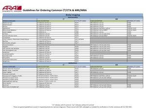 Guidelines for Ordering Common CT/CTA & MRI/MRA