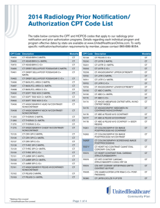 2014 Radiology Prior Notification/ Authorization CPT Code List