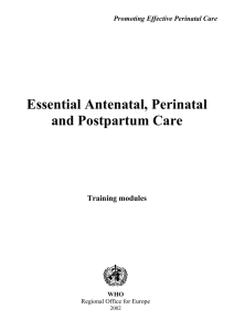 Essential antenatal, perinatal and postpartum care