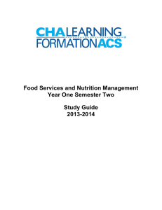 Food Services and Nutrition Management Year One Semester Two