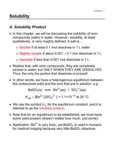 Solubility Class Notes