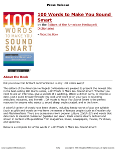 Press Release for 100 Words to Make You Sound Smart published