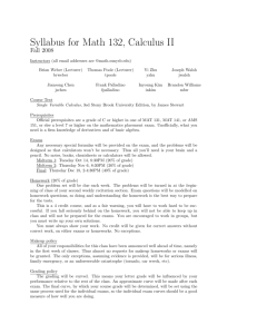 Syllabus for Math 132, Calculus II
